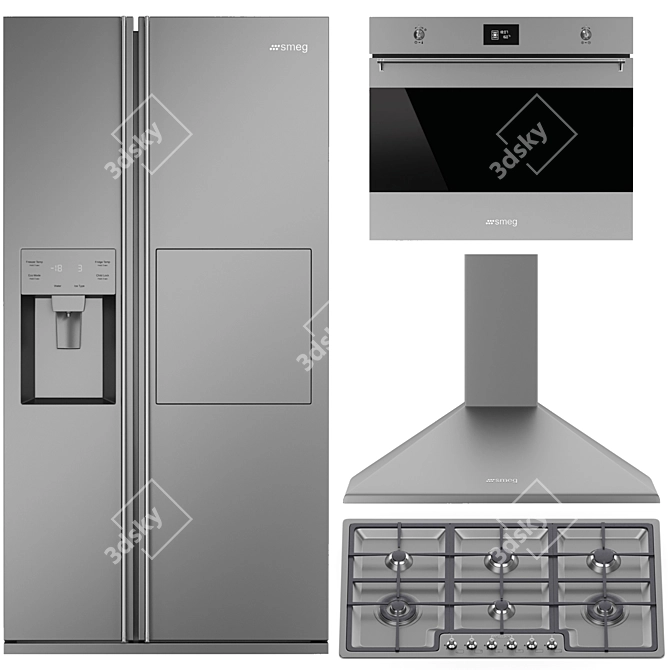 Sleek SMEG Kitchen Appliances Bundle 3D model image 12