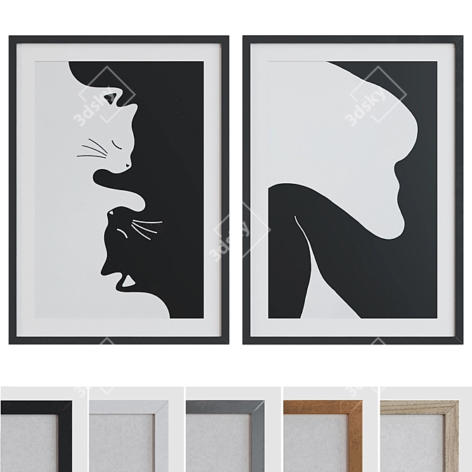 Modern Abstract Picture Frame Set 3D model image 1