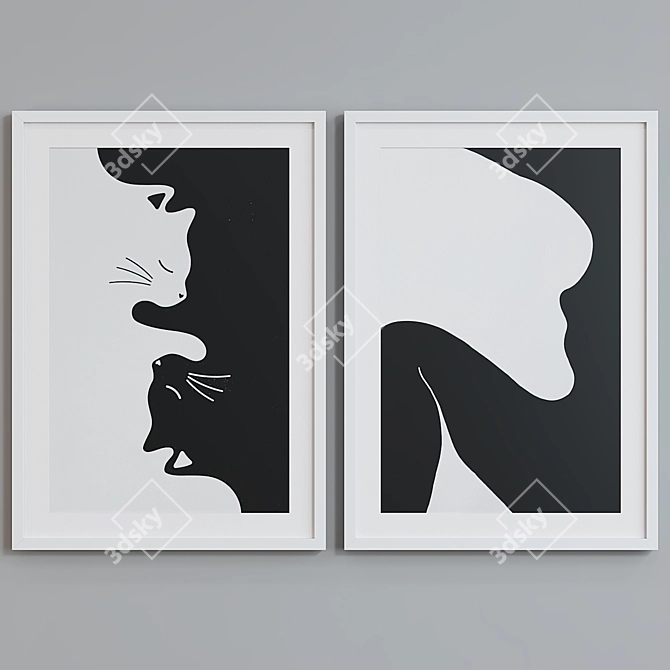 Modern Abstract Picture Frame Set 3D model image 2