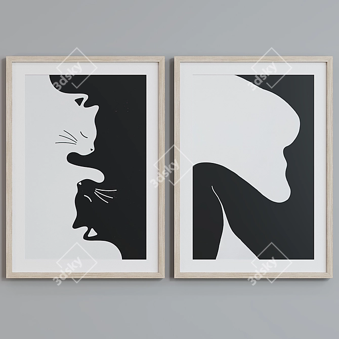 Modern Abstract Picture Frame Set 3D model image 3