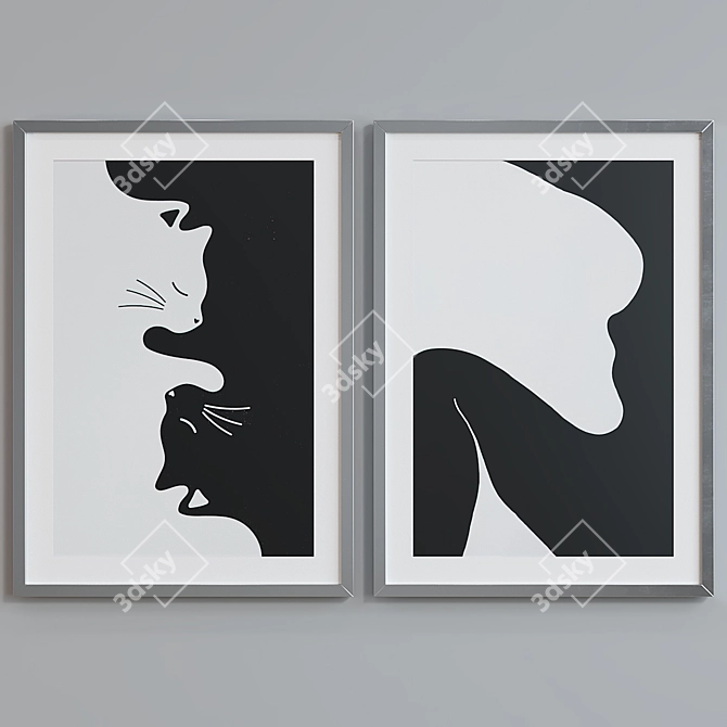 Modern Abstract Picture Frame Set 3D model image 4