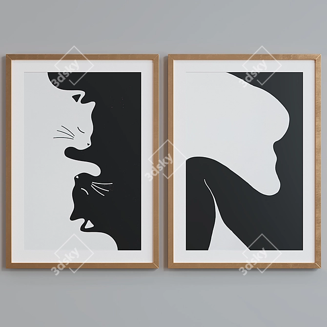 Modern Abstract Picture Frame Set 3D model image 5