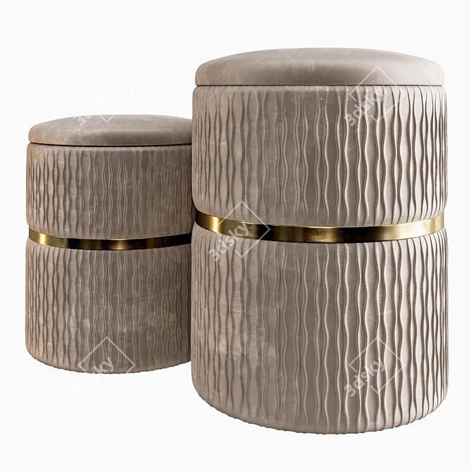 Designer Verona Pouf Set 3D model image 2