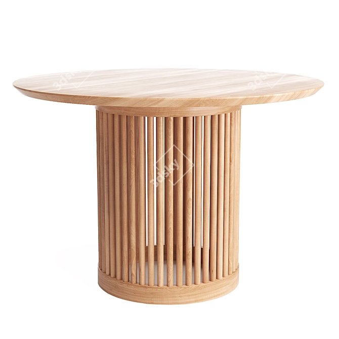 Modern Oak Round Dining Table 3D model image 1