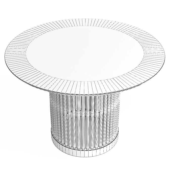 Modern Oak Round Dining Table 3D model image 3