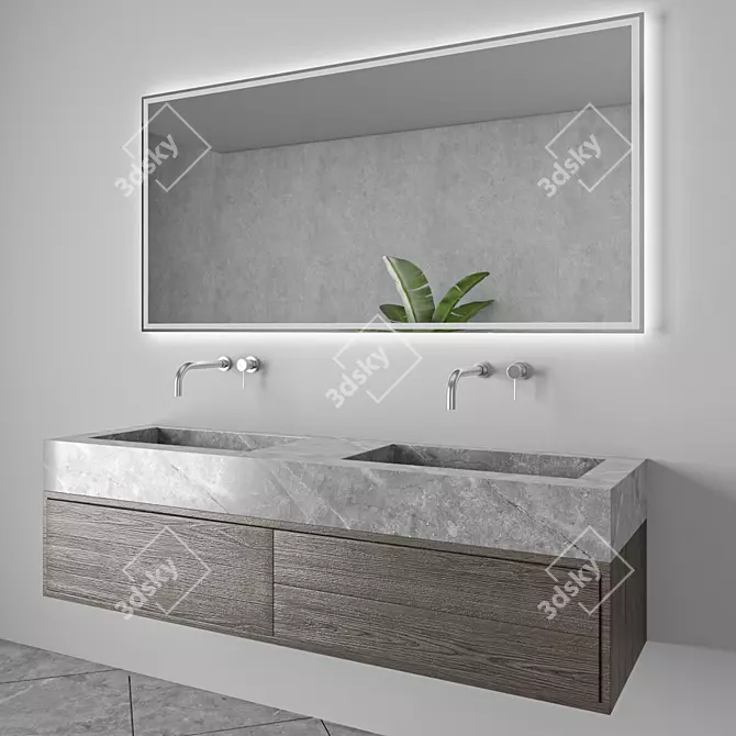 Modern Bathroom Furniture Set 85 3D model image 3