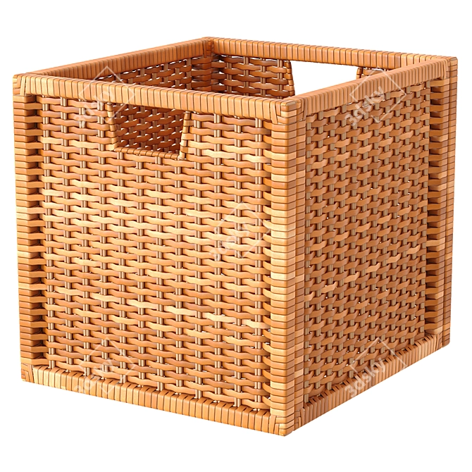 Handwoven Rattan Basket 3D Model 3D model image 1