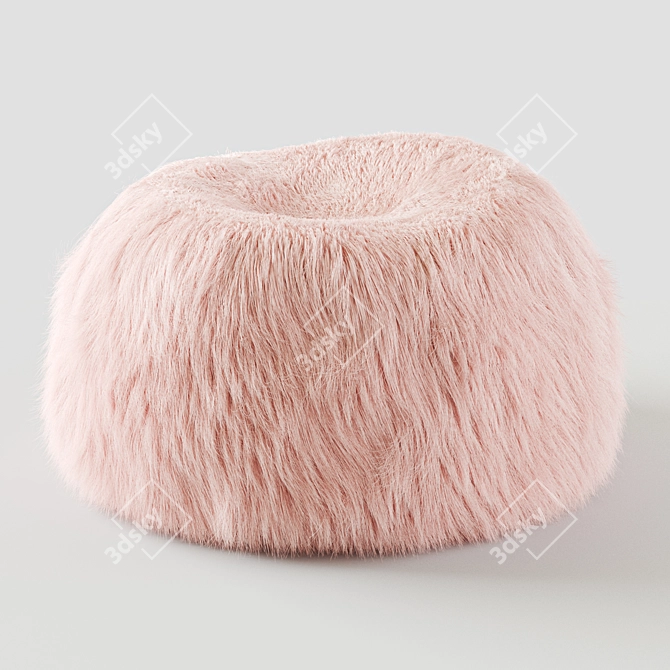 Himalayan Blush Faux-Fur Beanbag Chair 3D model image 1