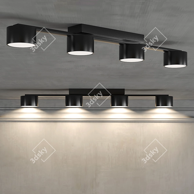 Modern Dallas Black Ceiling Light 3D model image 2