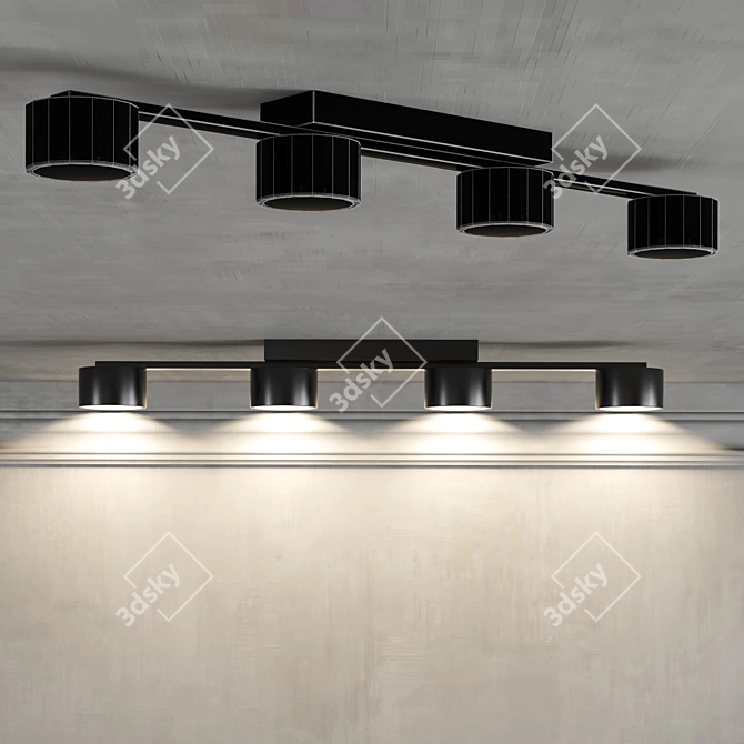 Modern Dallas Black Ceiling Light 3D model image 3