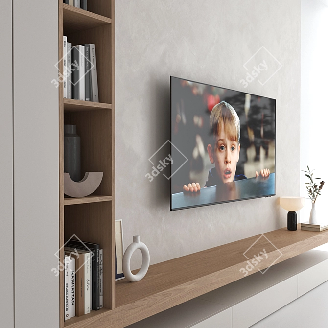 Samsung AU8000 65" TV Wall Set 3D model image 2