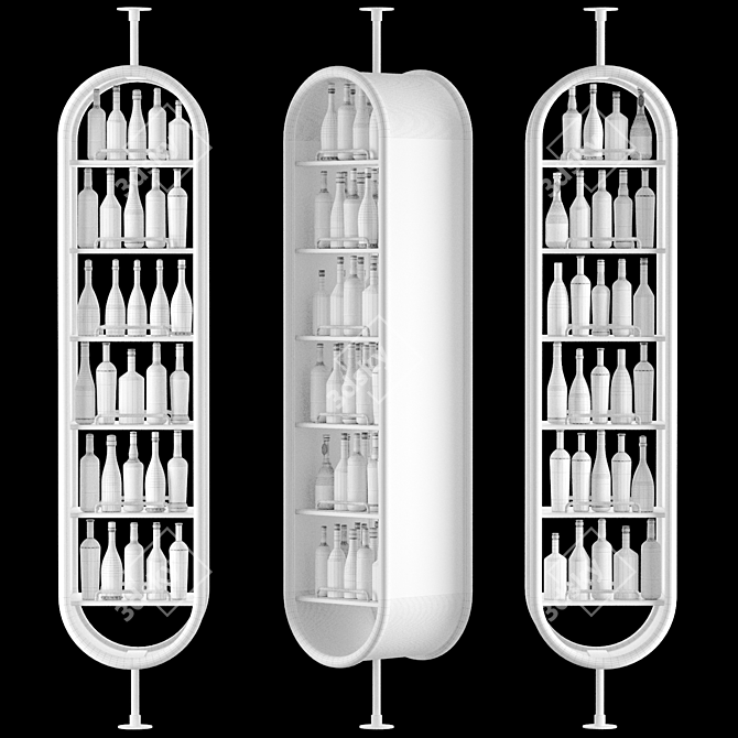 Modern Restaurant Alcohol Shelf 3D model image 2