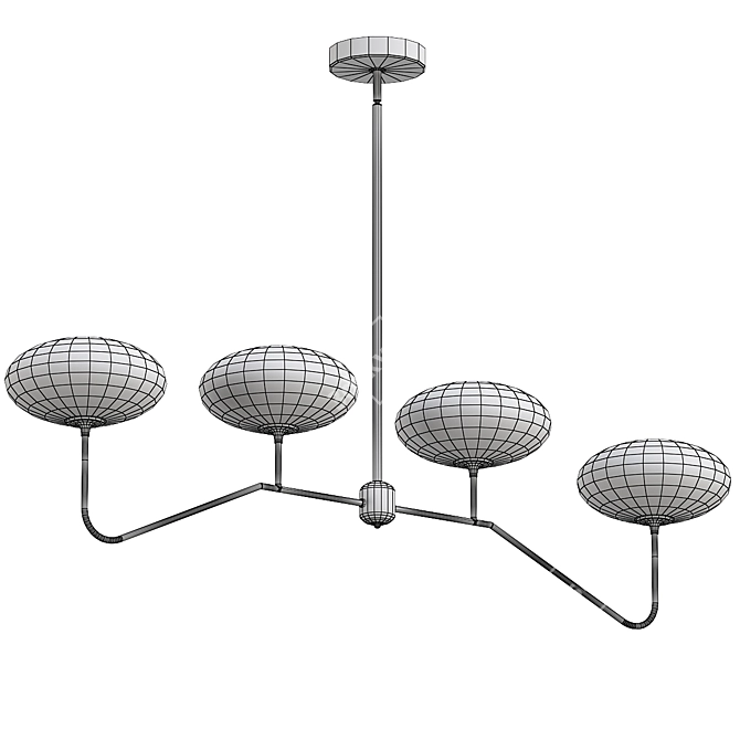 Modern Linear Chandelier Fixture 3D model image 2