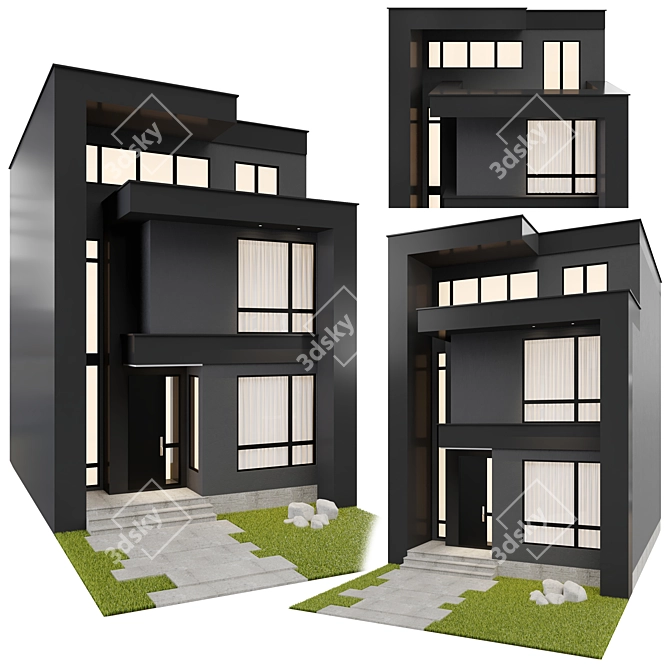 Contemporary House 5 Model Kit 3D model image 2