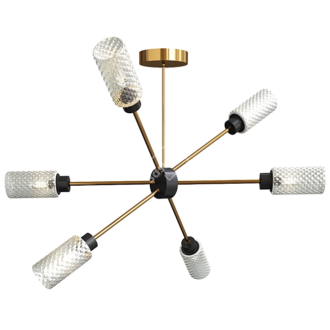 Sputnik Chandelier with Six Cylinders 3D model image 1