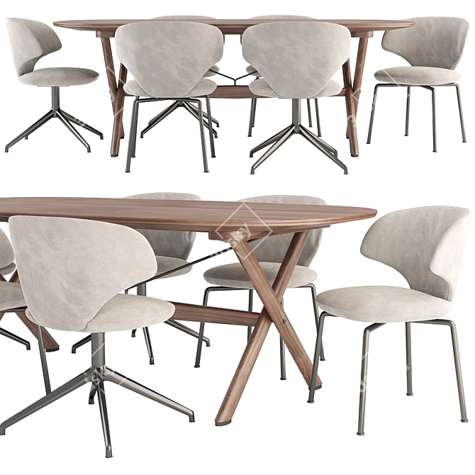 Flexform Boma Table Susanne Chair 3D model image 1