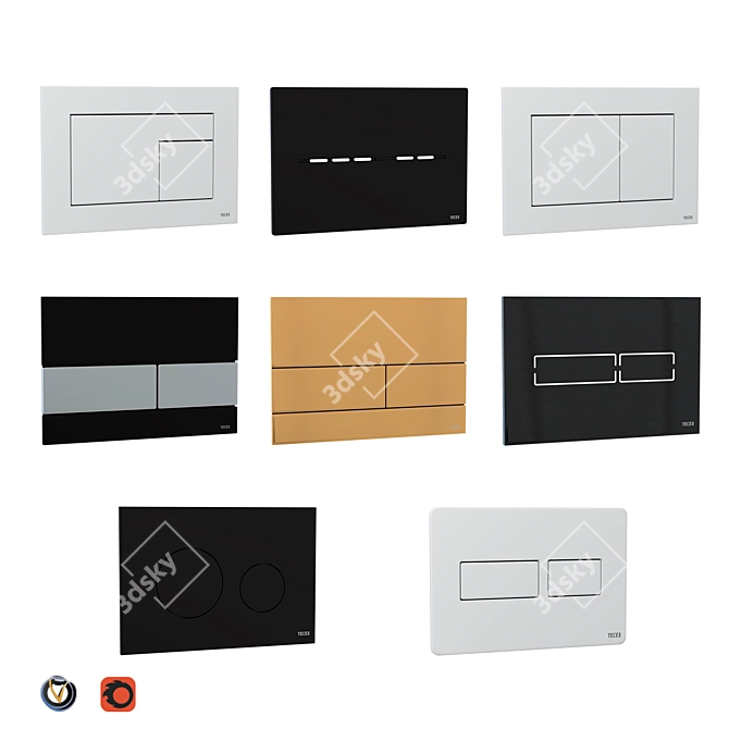 TECE Flush Buttons Set (8) 3D model image 1