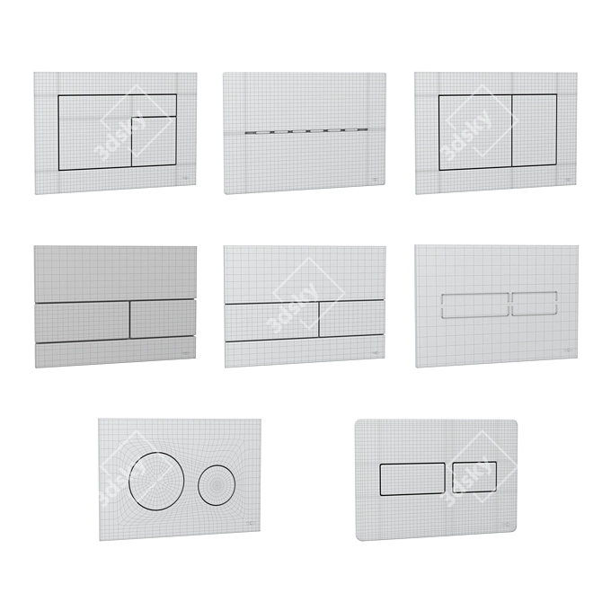 TECE Flush Buttons Set (8) 3D model image 4