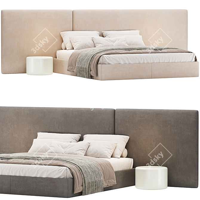 Contemporary Fabric Double Bed Woodnotes 3D model image 1