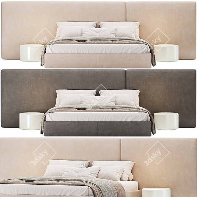 Contemporary Fabric Double Bed Woodnotes 3D model image 2