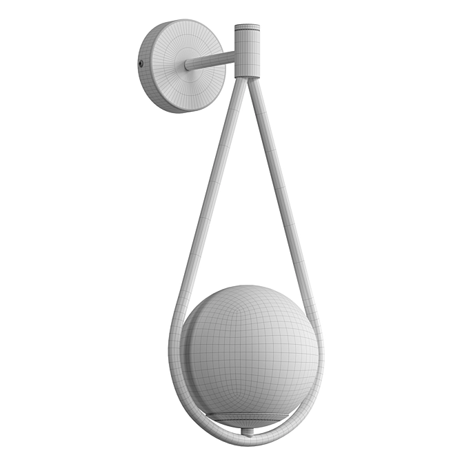 Modern White Metal Sphere Sconce 3D model image 5