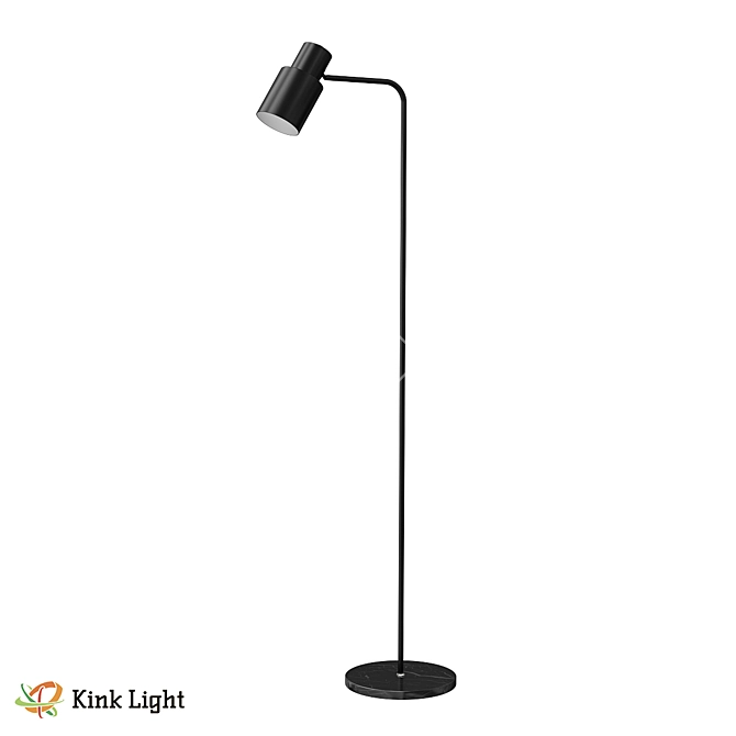 Elegant Black Metal Floor Lamp 3D model image 1