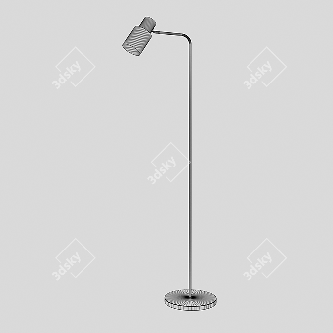 Elegant Black Metal Floor Lamp 3D model image 2