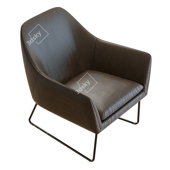 Clancy Leather Arm Chair 3D 3D model image 2