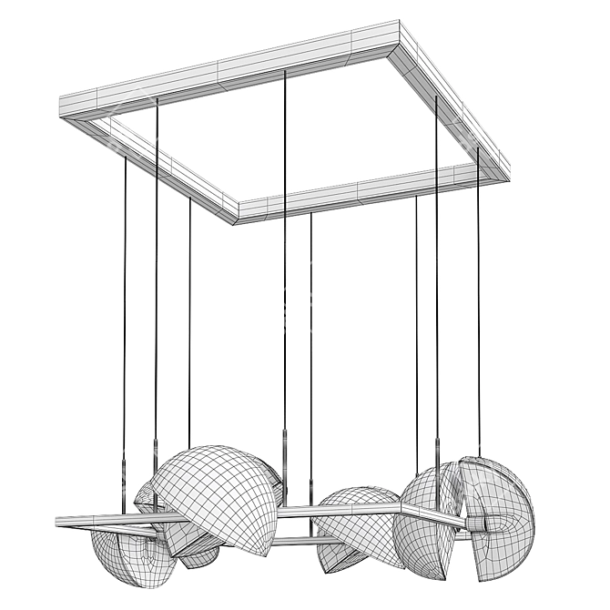 Sleek Trapeze Chandelier Fixture 3D model image 2