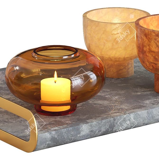 Luxury Decor Set 1: Marble Candle Holder 3D model image 2