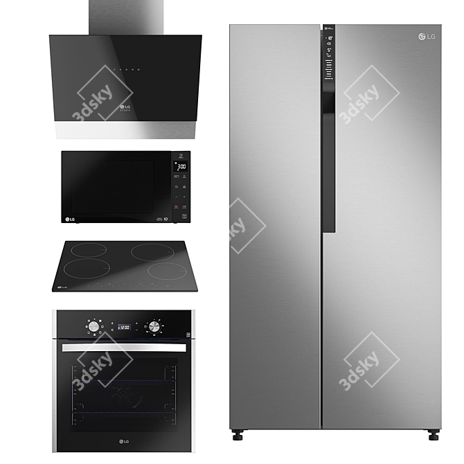 LG Kitchen Appliance Set 3D model image 1