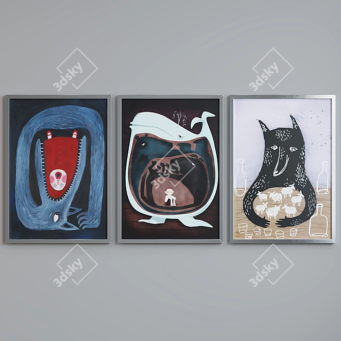 Set of 3 Fairytale Picture Frames 3D model image 3