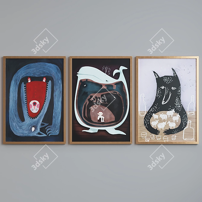 Set of 3 Fairytale Picture Frames 3D model image 4