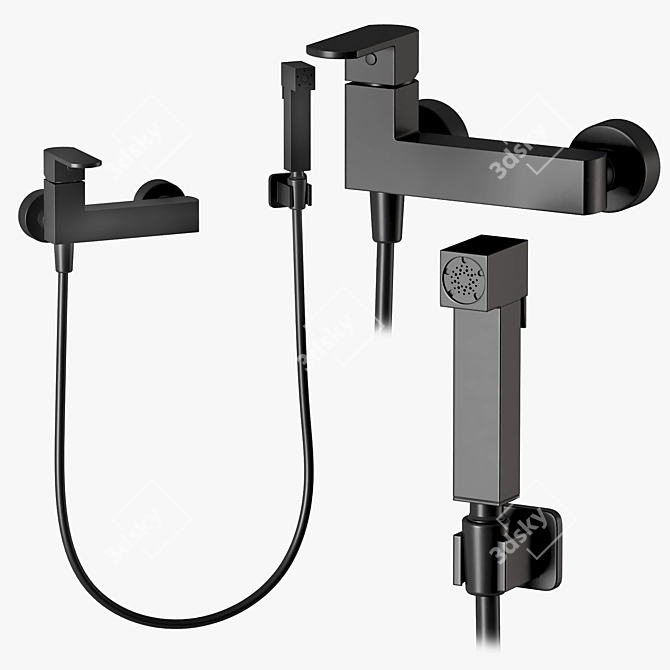 Sleek Hygienic Shower Set 3D model image 8