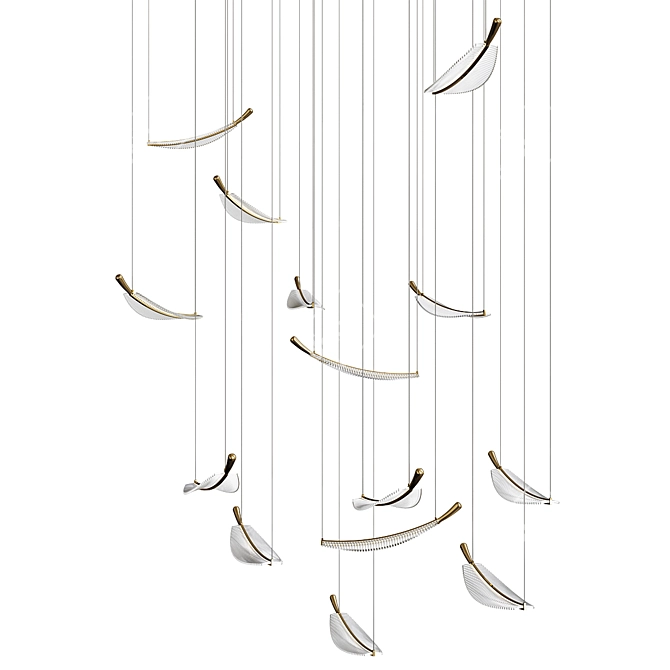 Elegant LED Leaf Chandelier 3D model image 1