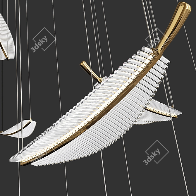 Elegant LED Leaf Chandelier 3D model image 2