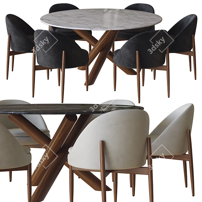 Minotti Sendai Dining Set 3D 3D model image 1