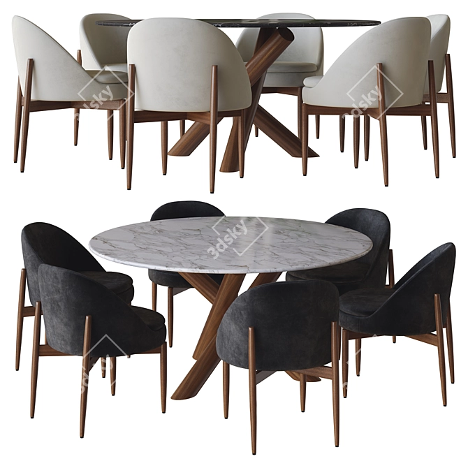 Minotti Sendai Dining Set 3D 3D model image 2