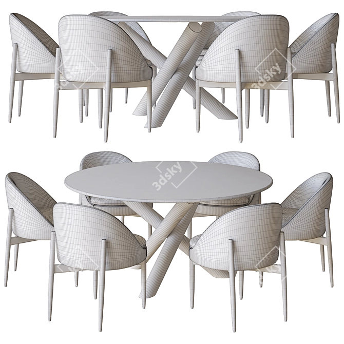 Minotti Sendai Dining Set 3D 3D model image 4