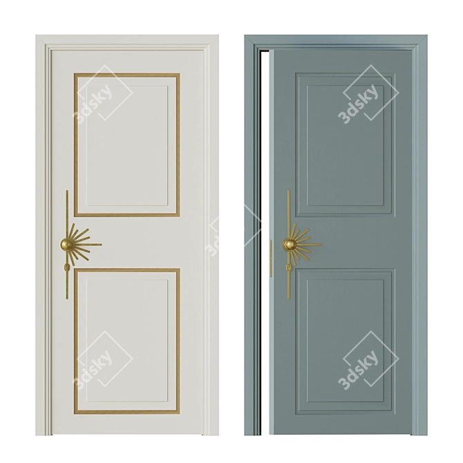 Art Deco Interior Door Set 3D model image 1