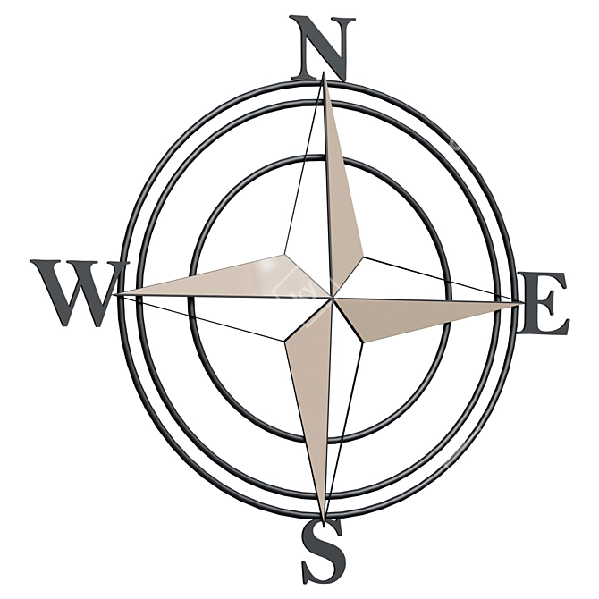  Metal Nautical Wall Compass Decor 3D model image 1