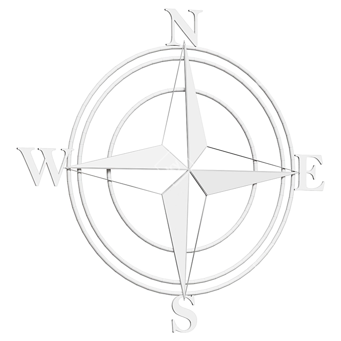  Metal Nautical Wall Compass Decor 3D model image 2