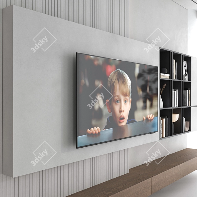 Samsung AU8000 65" TV Wall Set 3D model image 3