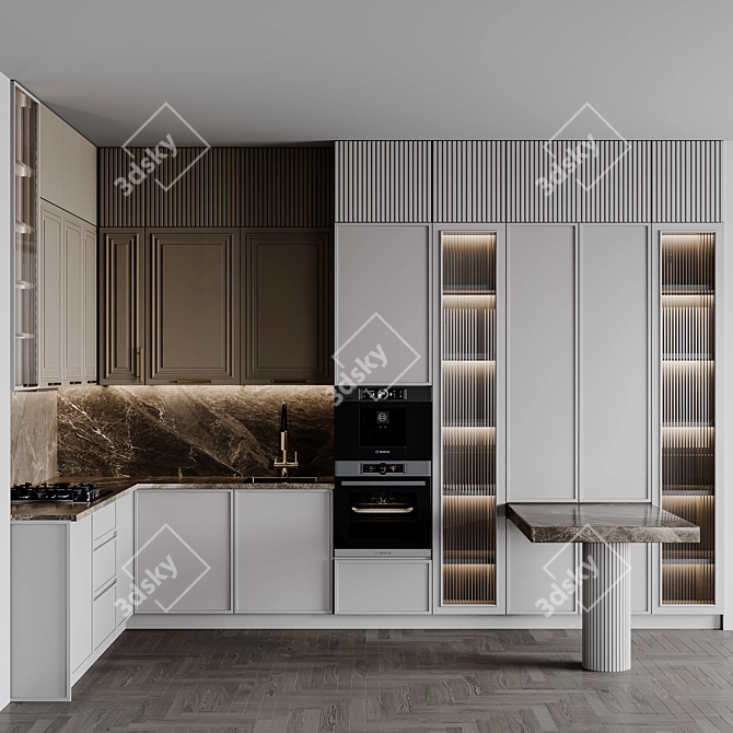 Adjustable Kitchen: Modern Design Transformable 3D model image 1