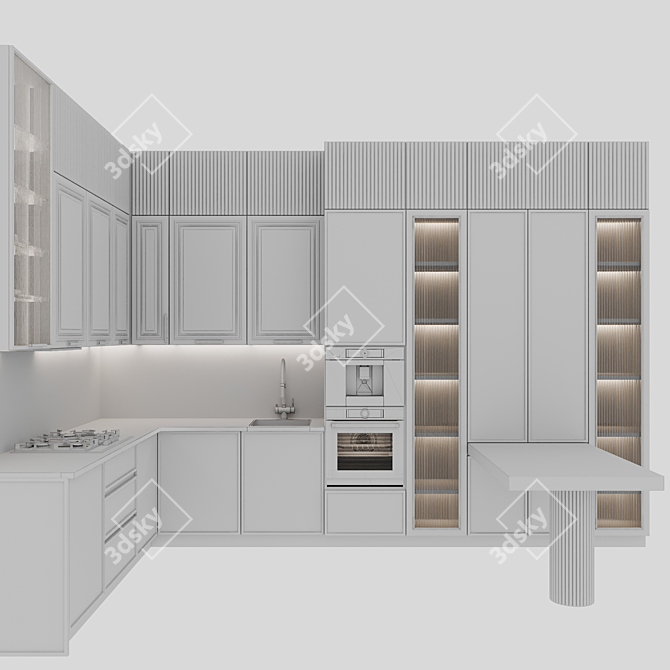 Adjustable Kitchen: Modern Design Transformable 3D model image 6