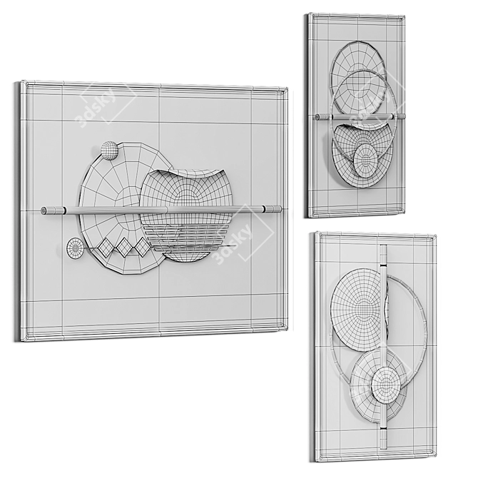 Geometric Abstract Wall Decor Set 3D model image 3