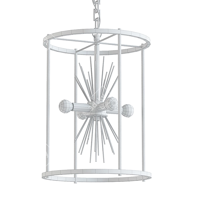 Mid-Century Black Gold Chandelier 3D model image 2