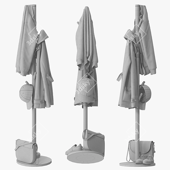 Chinese Style Coat Rack Stand 3D model image 5