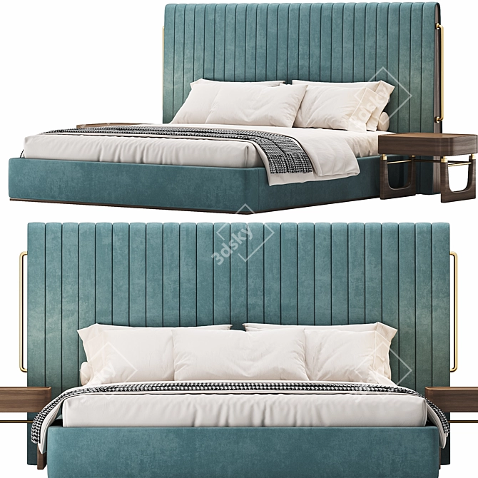 Modern River-Inspired Bed Design 3D model image 3