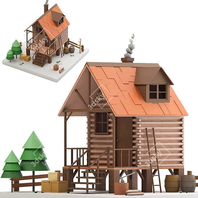 Title: Miniature Dollhouse Playset 3D model image 2